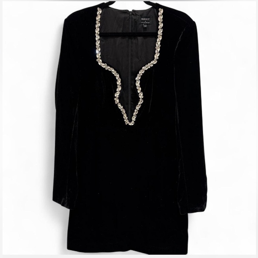 Bardot Black Dress with Silver Detailing
